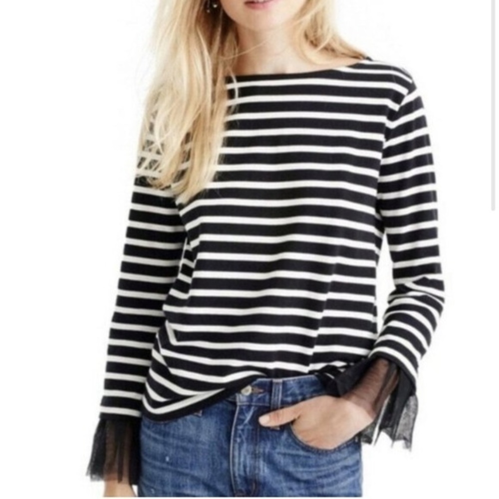 J. Crew Black and White Striped Top